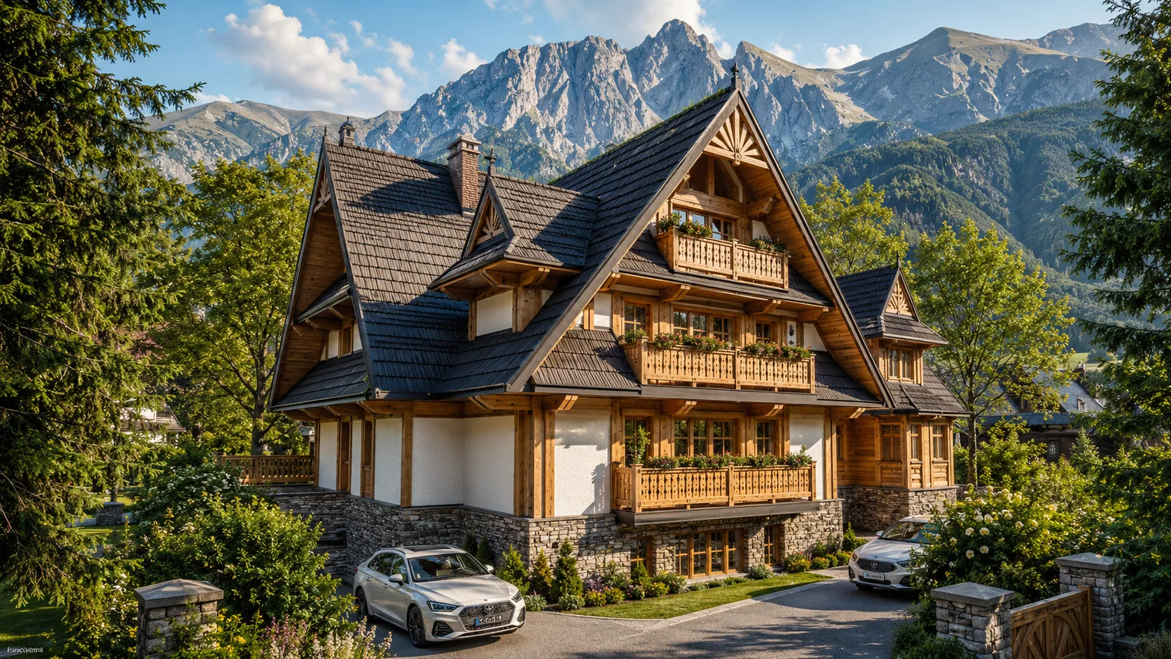 Wizualizacja Villi Montana na tle Tatr